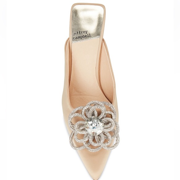 Jeffery Campbell x REVOLVE Viviana Mules in satin creme with rhinestones - Picture 4 of 12